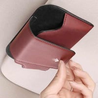 حامل نظارات للسيارة جلد فاخر تثبيت على حاجب الشمس