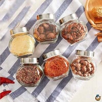 طقم علب بهارات زجاج صغيرة 5 قطع بغطاء محكم الاقفال...
