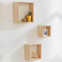 ارفف خشب ديكور مربعات معلقة 3 قطع بأحجام مختلفة