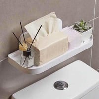 رف تخزين للحمام ابيض بلاستيك قابل للطي، اكسسوار حم...