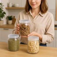 علب قهوة وشاي وبهارات بلاستيك شفاف 3 قطع لتنظيم وت...