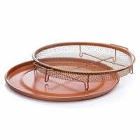 صينية تصفية زيت البطاطس والدجاج وعاء شبكي وصحن لتج...