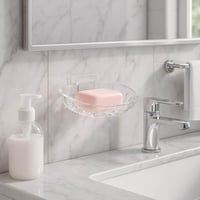 علب صابون بلاستيك شفاف، حامل صابون جداري لاصق أو أ...