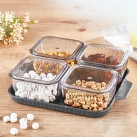 علب تقديم المكسرات بلاستيك شفاف طقم 4 قطع بتصميم ا...