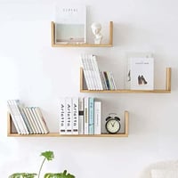 رفوف جدارية خشبية ديكور 3 قطع معلقة بمقاسات مختلفة