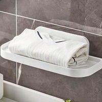 رف تخزين للحمام ابيض بلاستيك قابل للطي، اكسسوار حم...