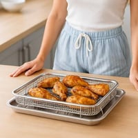 صينية تصفية الزيت ستيل مقاوم للصدأ مكونة من قطعتين...