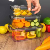 طقم حافظات طعام اكريليك شفاف 3 قطع بأحجام مختلفة ج...