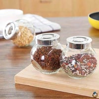 طقم علب بهارات زجاج صغيرة 5 قطع بغطاء محكم الاقفال...