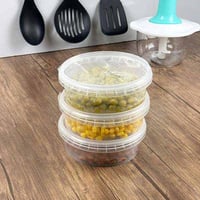 علب بلاستيك دائرية شفافة بغطاء قوي لحفظ الطعام داخ...