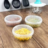 علب بلاستيك دائرية شفافة بغطاء قوي لحفظ الطعام داخ...