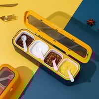 علبة بهارات مقسمة بلاستيك 4 خانات بغطاء محكم يمنع...