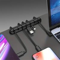 منظم اسلاك لاصق اسود سيليكون 7 منافذ يعمل على تنظي...