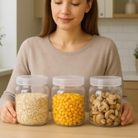 علب قهوة وشاي وبهارات بلاستيك شفاف 3 قطع لتنظيم وت...