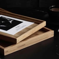 صواني خشب للتقديم بتصميم أنيق قطعتين بأحجام مختلفة