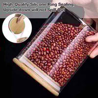 علب بهارات زجاج بغطاء خشبي مزود بإطار مطاطي لمنع ا...