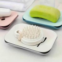 صحن صابون بلاستيك 3 حبات بقاعدة لتصريف الماء