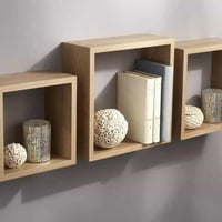 ارفف خشب ديكور مربعات معلقة 3 قطع بأحجام مختلفة