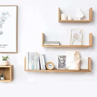 رفوف جدارية خشبية ديكور 3 قطع معلقة بمقاسات مختلفة