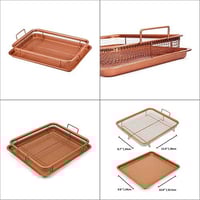 صينية تصفية زيت البطاطس والدجاج وعاء شبكي وصحن لتج...