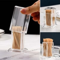 علبة اعواد اسنان اكريليك مستطيلة بغطاء يمنع الغبار...