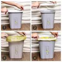 سلة مهملات بلاستيك صغيرة بغطاء حواف لتثبيت الكيس و...