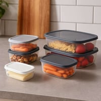 طقم حافظات طعام بلاستيك شفاف 7 قطع بأغطية محكمة ال...