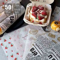 ورق تغليف سندويتشات مربع مطبوع 50 قطعه لتغليف المأ...
