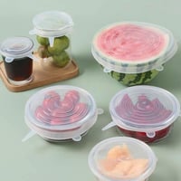 غطاء سيليكون للاطباق 6 قطع بأحجام مختلفة لحفظ الطع...