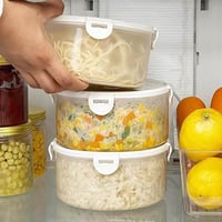 علب حافظات بلاستيك شفاف بغطاء 3 قطع لحفظ الطعام وا...