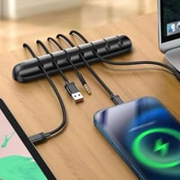 منظم اسلاك لاصق اسود سيليكون 7 منافذ يعمل على تنظي...