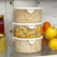 علب حافظات بلاستيك شفاف بغطاء 3 قطع لحفظ الطعام وا...