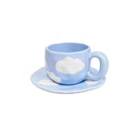 كوب سيراميك مع صحن غيوم بيضاء 250مل