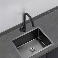 حوض مطبخ ستانلس ستيل بدون فتحات لون اسود بشكل مربع...