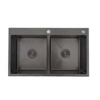 حوضين مطبخ ستيل مقاس 82*45 لون اسود