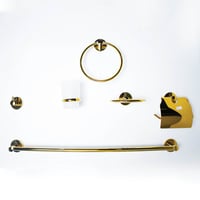 طقم اكسسوارات حمام كامل اللون ذهبي ( 6 قطع )