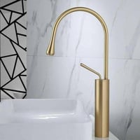 خلاط مغسلة ديكور طويل لون ذهبي مطفي