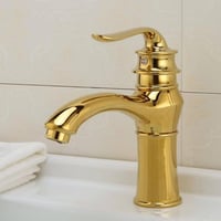 خلاط مغسلة فانوس قصير لون ذهبي