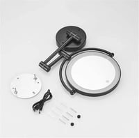 مراة حمام تثبت على الحائط لون اسود انارة 3 لون