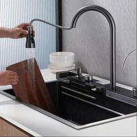 مجلى حوض اسود مطبخ ستانلس ستيل + حماية نانو شلال ا...