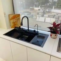 حوض مطبخ متكامل مع خلاط و باسكت حوض بمقاس كبير 100...