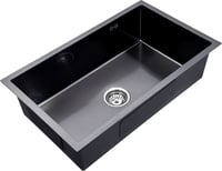 حوض مطبخ اسود ستيل بدون فتحة خلاط + طبقة حماية نان...