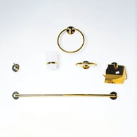 طقم اكسسوارات حمام كامل اللون ذهبي ( 6 قطع )