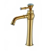 خلاط مغسله ديكور مسكه كريستال ذهبي