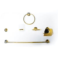 طقم اكسسوارات حمام كامل اللون ذهبي ( 6 قطع )