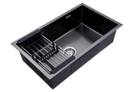 حوض مطبخ اسود ستيل بدون فتحة خلاط + طبقة حماية نان...