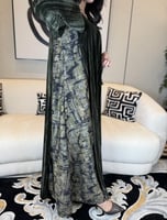 جلابية مخمل زيتوني داكن راقية