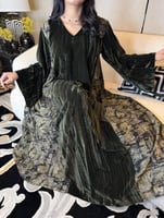 جلابية مخمل زيتوني داكن راقية