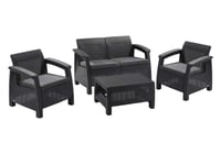 جلسة خارجية - راتان بلاستيك طقم 4 أشخاص - طاولة وك...