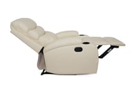 كرسي استرخاء جلد بيج ثابت مع حامل أكواب بتصميم مري...